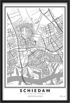 Poster Stad Schiedam - A4 - 21 x 30 cm - Inclusief lijst (Zwart Aluminium)