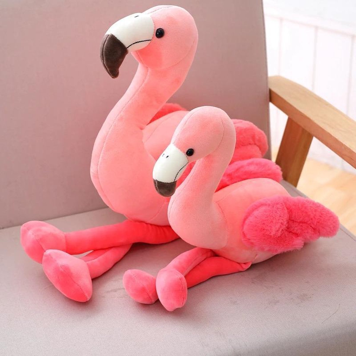 Pluche Flamingo knuffel - vrolijke vogel - heerlijk zacht - hoogwaardige kwaliteit - 35cm