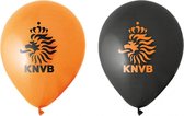 16x stuks Oranje en zwarte KNVB voetbal ballonnen