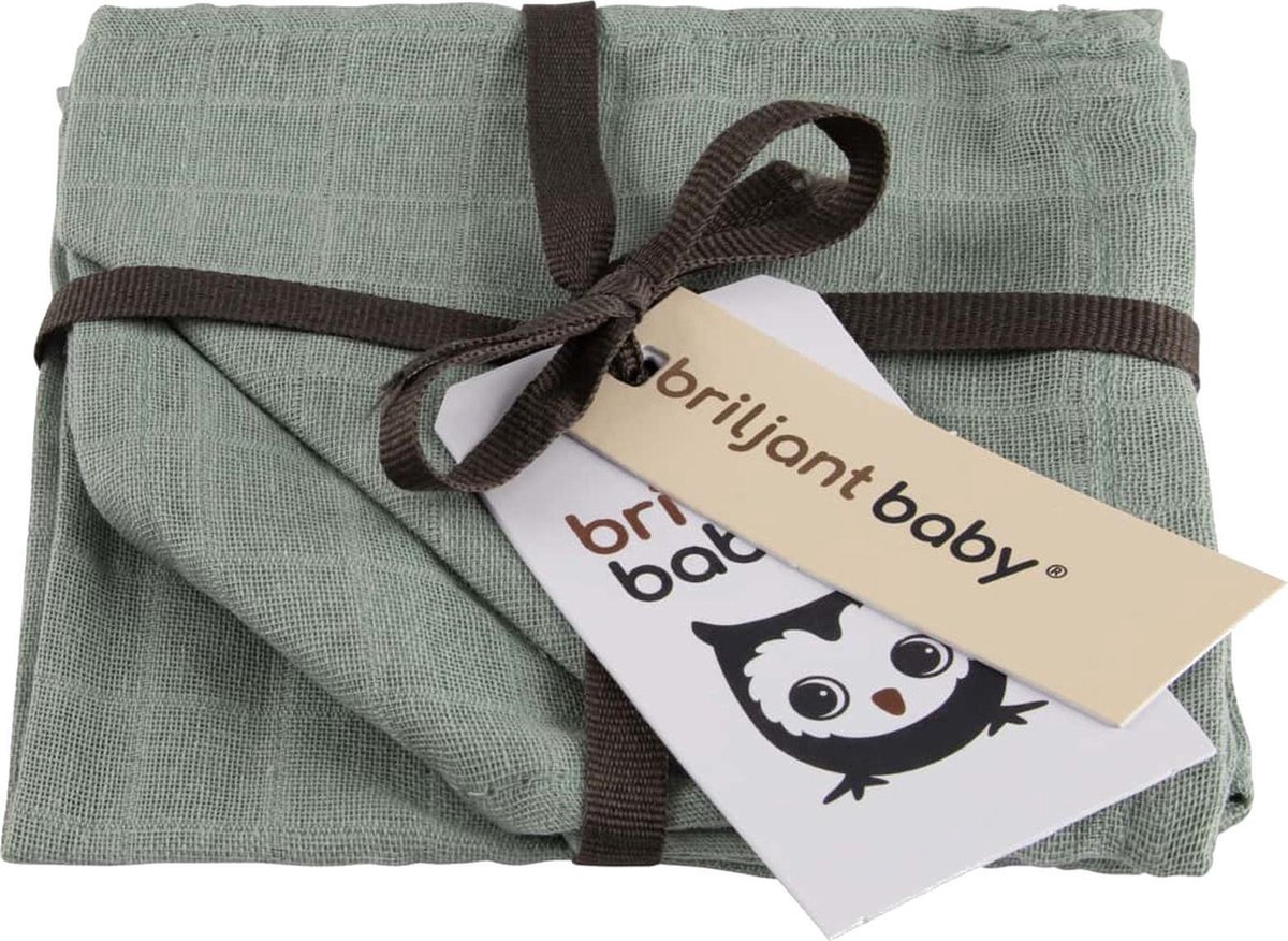 Goedkoopste Briljant Baby Monddoekje Hydrofiel 30 x 30 - Uni - Stonegreen - 3 Stuks