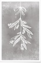 JUNIQE - Poster Mistletoe -13x18 /Grijs & Wit