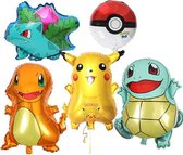 Pokemon ballonnen set - ballon - Pikachu - Charmander - Venusaur - Squirtle - Pokebal