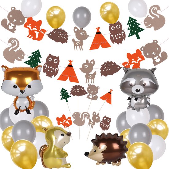 Décorations d'anniversaire de la jungle Décorations d'anniversaire Safari  Animaux de la forêt Ballons Animaux Décorations d'anniversaire pour enfants  Bannière de joyeux anniversaire Ensemble : : Cuisine et Maison