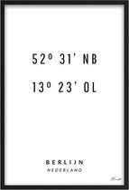 Poster Coördinaten Berlijn A4 - 21 x 30 cm (Exclusief Lijst)