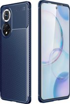 Voor Honor 50 koolstofvezeltextuur schokbestendig TPU-hoesje (blauw)