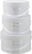 J-Line Set Van 3 Dozen Rond Maison Papier Wit/Zilver