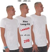 Set van 3x stuks longfit t-shirt wit voor heren - extra lang basic shirt, maat: 2XL