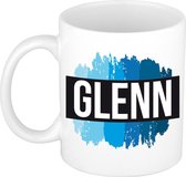 Glenn naam cadeau mok / beker met  verfstrepen - Cadeau collega/ vaderdag/ verjaardag of als persoonlijke mok werknemers