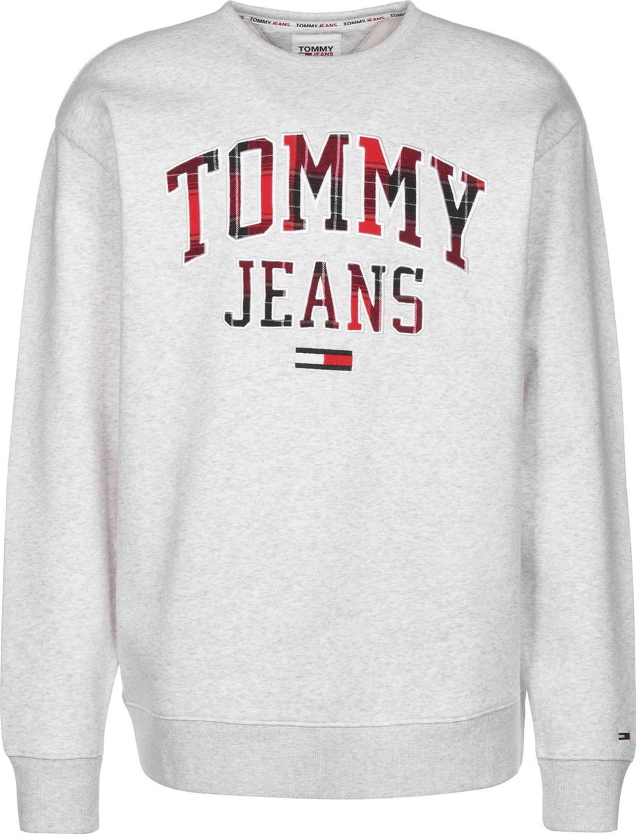 Tommy Hilfiger - Heren Sweaters Plaid Logo Sweat - Grijs - Maat S
