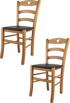 Tommychairs Cuore - Eetkamerstoelen - Set van 2 - Eikenhout - Kunstleer