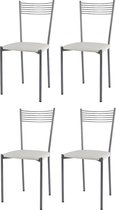 Tommychairs Elegance - Eetkamerstoelen - Set van 4 - Aluminium & Wit - Kunstleer