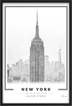 Poster Empire State Building New York A2 - 42 x 59,4 cm (Exclusief Lijst)