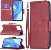 Voor Xiaomi Mi 11 Lite Retro Lamsvacht Textuur Pure Kleur Horizontale Flip PU Lederen Case met Houder & Kaartsleuven & Portemonnee & Lanyard (Rood)