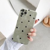 Velvet iPhone Hoesje Met Hartjes - Groen - iPhone 11