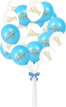 Geboorte ballonnen set jongen - Babydouche babyshower versiering blauw - It's a boy - Oh baby helium latex ballon