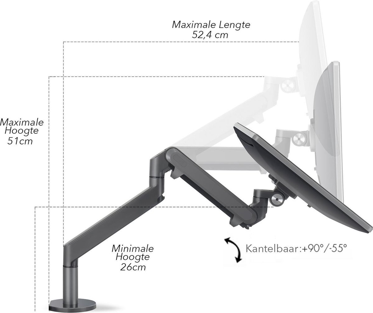Dubbele - Ergonomische Monitorarm thumbnail 3