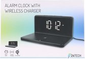 Wekker met oplaadstation- Alarm clock with wireless charger - digitale wekker met draadloze oplader-4 helderheidsniveaus- 5W draadloos opladen- incl usb kabel - wekker- oplaadstati