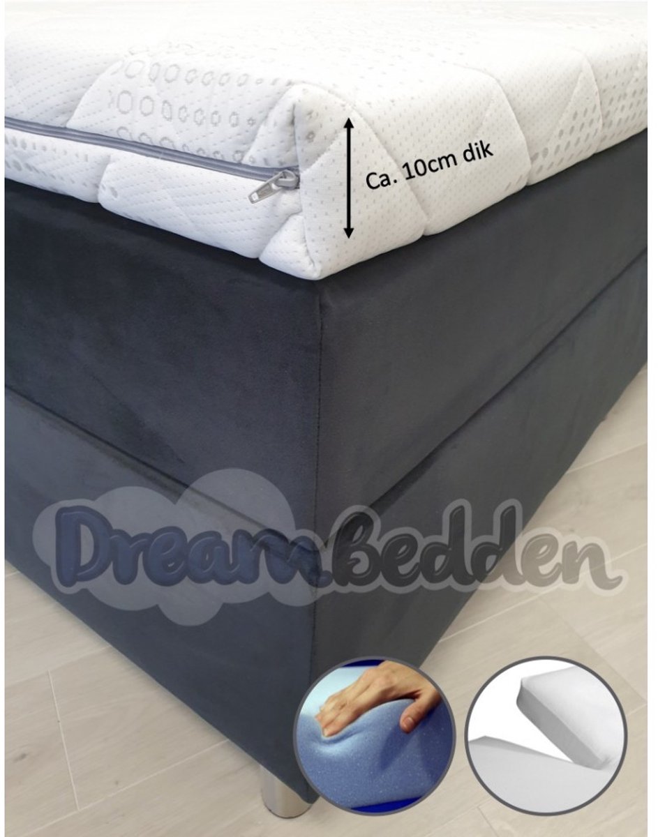 Splittopper Deluxe 180x220 HR60 Koudschuim ca. 10 cm dik Cooltouch hoes