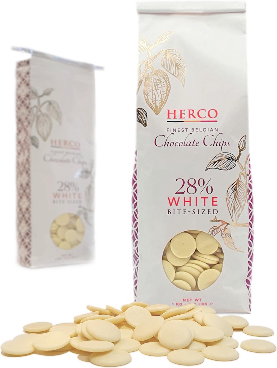 Witte Chocolade 28% - Smeltchocolade Druppels / Chips - 1 kg - Herco