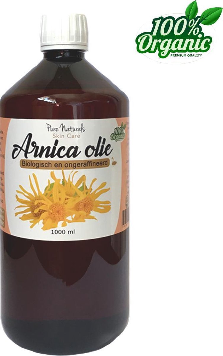 Goedkoopste Arnica olie 1000 ml - Biologisch - 100 Puur - Huid olie bij blauwe plekken - Pure Naturals