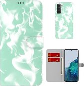 Voor Samsung Galaxy S21 + 5G Cloud Fog Pattern Horizontal Flip Leather Case met houder & kaartsleuf & portemonnee (mintgroen)