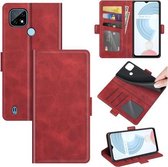 Voor OPPO Realme C21 Dual-side magnetische gesp horizontale flip lederen tas met houder & kaartsleuven & portemonnee (rood)
