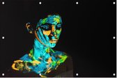 Vrouw glow in the dark - Foto op Tuinposter - 150 x 100 cm