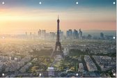 De Eiffeltoren voor La Defense skyline van Parijs - Foto op Tuinposter - 150 x 100 cm