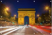 Parijse Arc de Triomphe en Champs-Elysees bij nacht - Foto op Tuinposter - 90 x 60 cm