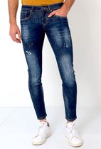 Basic Broek Heren - Jeans Met Verfvlekken - D3068 - Blauw