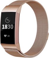 YPCd® Fitbit Charge 4 bandje - Rosé Goud - Milanees Roestvrij Staal - Large