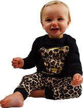 Fun2wear - kraamcadeau - Wild Child - meisjes - luipaard print - baby/peuter - pyjama - zwart - maat 62