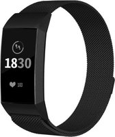 YPCd® Fitbit Charge 3 bandje - Zwart - Milanees Roestvrij Staal - Small