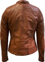 Kort dames leren jas cognac-zara - XXL