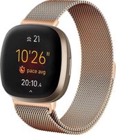 YPCd® Fitbit Versa 3- bandje - Rosé Goud - Milanees Roestvrij Staal - Large