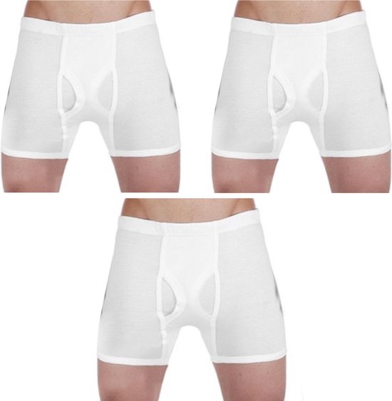 Embrator 3 stuks mannen Boxershorts met gulp wit bol