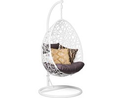 Hangstoel Wit |inclusief kussens|ei-egg chair|Lounge stoel|Rotan| Bohemian  Woondecoratie| | bol.com