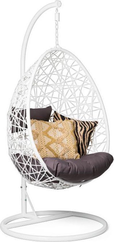 eerlijk uitvegen Geheim Hangstoel Wit |inclusief kussens|ei-egg chair|Lounge stoel|Rotan| Bohemian  Woondecoratie| | bol.com