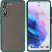 BestCases -  Samsung Galaxy S21 Hoesje - Samsung Galaxy S21 Hard Case Telefoonhoesje - Samsung Galaxy S21 Backcover - Donker Groen