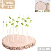 Bambou & Co - aperitiefbord hout 16cm - incl. bamboestokjes 15 stuks