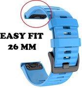 Firsttee - Siliconen Horlogeband - EASY FIT - Voor GARMIN - LICHTBLAUW - 26 MM - Horlogebandjes - Sporthorloge - Easy Click - Garmin - S60 - S62 - Fenix 5 - Forerunner 935 - Fenix