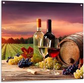 Tuinposter – Wijn en Druiven voor Wijngaard - 100x100cm Foto op Tuinposter  (wanddecoratie voor buiten en binnen)