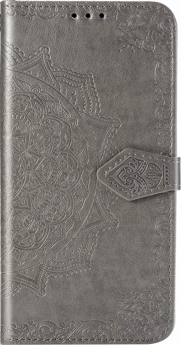 Geschikt voor Apple iPhone SE 2020 Bookcase - Grijs - Bloemen - Portemonnee Hoesje