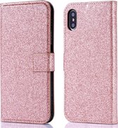 Apple iPhone XS Max Glitter Bookcase - Roze - Portemonnee Hoesje - Pasjeshouder