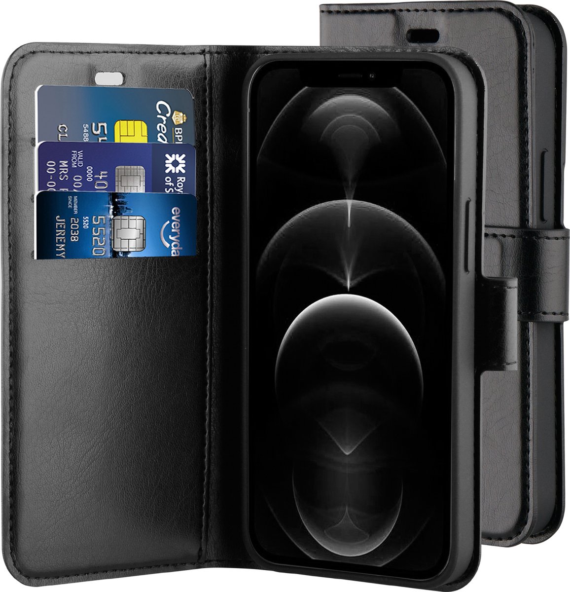 BeHello iPhone 12/12 Pro Gel wallet case zwart