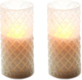 3x stuks luxe led kaarsen in glas D7,5 x H15 cm - met timer - Woondecoratie - Elektrische kaarsen