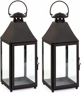 2x stuks metalen lantaarns/windlichten Bilbao 14 x 14 x 37 cm zwart -  Sfeervol... | bol.com