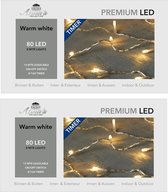 Set van 2x stuks kerstverlichting warm wit 80 lampjes 800 cm lichtsnoer met timer - Boomverlichting/kerstverlichting/feestverlichting