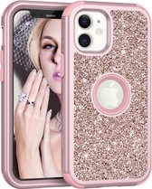 Apple iPhone 12 Glitter Back over - Roze - PC Hard - Shockproof