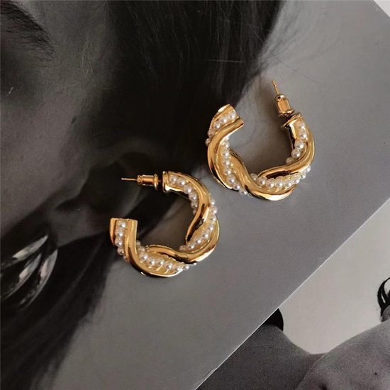 Boucles d'oreilles créoles cercle torsadé en or vintage moderne - une paire  - plaqué... | bol.com